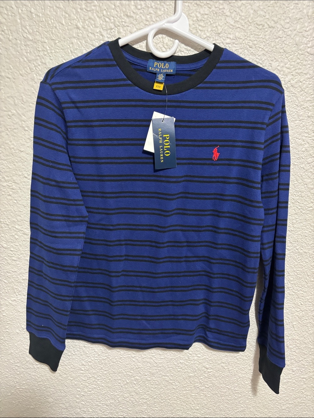 Polo by Ralph Lauren Blue and Black Striped Long-Sleeve Tee